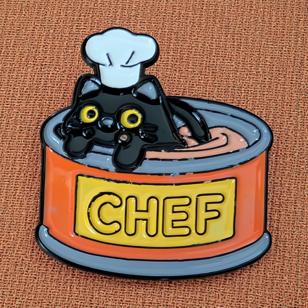 Chef Cat Enamel Pin — Black & Orange